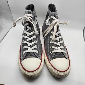 Converse All Star Chuck Taylor UNISEX Grey Red Trim High Top Sneakers US M8 W10